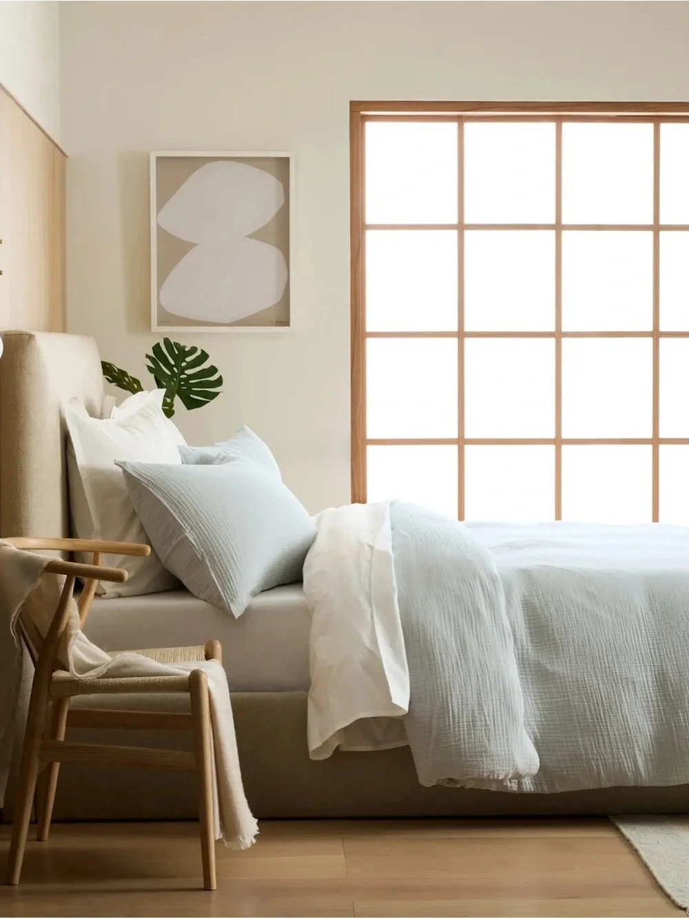 Quince Organic Cotton Airy Gauze Duvet Cover King/Cali King Color: Mist